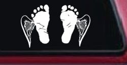 Baby Footprints Angel Wings In Memory Of Car or Truck Window Decal Sticker