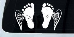 Baby Footprints Angel Wings In Memory Of Car or Truck Window Decal Sticker