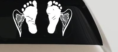 Baby Footprints Angel Wings In Memory Of Car or Truck Window Vinyl Decal Sticker