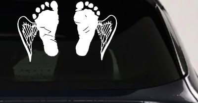 Baby Footprints Angel Wings In Memory Of Car or Truck Window Vinyl Decal Sticker
