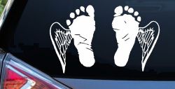 Baby Footprints Angel Wings In Memory Of Car or Truck Window Decal Sticker