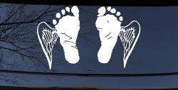 Baby Footprints Angel Wings In Memory Of Car or Truck Window Decal Sticker
