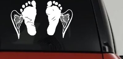 Baby Footprints Angel Wings In Memory Of Car or Truck Window Vinyl Decal Sticker