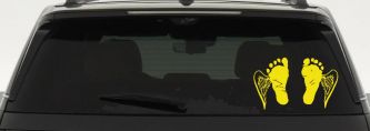 Baby Footprints Angel Wings In Memory Of Car or Truck Window Decal Sticker (Yellow)