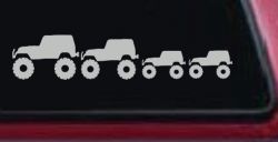 Jeep Stick Family With Two Kids Off Road Car or Truck Window Vinyl Decal Sticker (Light Gray)