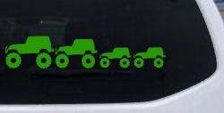 Jeep Stick Family With Two Kids Off Road Car or Truck Window Decal Sticker (Lime)