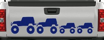Jeep Stick Family With Two Kids Off Road Car or Truck Window Decal Sticker (Navy)