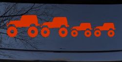 Jeep Stick Family With Two Kids Off Road Car or Truck Window Vinyl Decal Sticker (Orange Red)