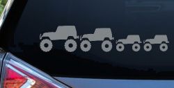 Jeep Stick Family With Two Kids Off Road Car or Truck Window Decal Sticker (Telegrey)