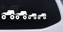 Jeep Stick Family With Two Kids Off Road Car or Truck Window Decal Sticker