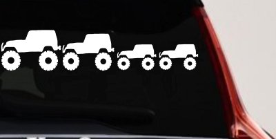 Jeep Stick Family With Two Kids Off Road Car or Truck Window Vinyl Decal Sticker