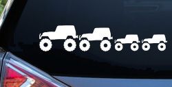 Jeep Stick Family With Two Kids Off Road Car or Truck Window Decal Sticker