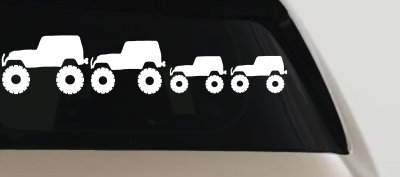 Jeep Stick Family With Two Kids Off Road Car or Truck Window Vinyl Decal Sticker