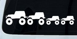 Jeep Stick Family With Two Kids Off Road Car or Truck Window Decal Sticker