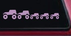 Jeep Stick Family With Three Kids Off Road Car or Truck Window Decal Sticker (Lilac)