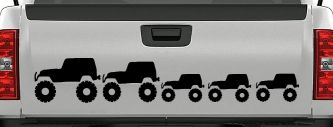 Jeep Stick Family With Three Kids Off Road Car or Truck Window Decal Sticker (Matte Black)