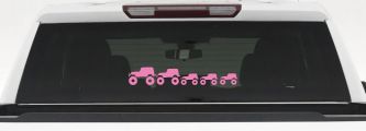 Jeep Stick Family With Three Kids Off Road Car or Truck Window Vinyl Decal Sticker (Pink)