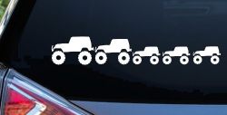 Jeep Stick Family With Three Kids Off Road Car or Truck Window Decal Sticker