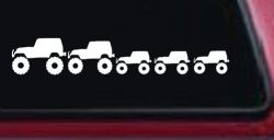 Jeep Stick Family With Three Kids Off Road Car or Truck Window Decal Sticker