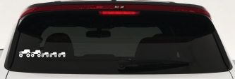 Jeep Stick Family With Three Kids Off Road Car or Truck Window Decal Sticker (White)
