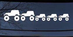 Jeep Stick Family With Three Kids Off Road Car or Truck Window Decal Sticker