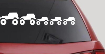 Jeep Stick Family With Three Kids Off Road Car or Truck Window Vinyl Decal Sticker