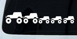 Jeep Stick Family With Three Kids Off Road Car or Truck Window Decal Sticker