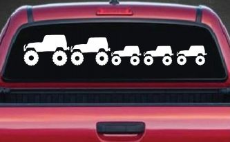 Jeep Stick Family With Three Kids Off Road Car or Truck Window Decal Sticker