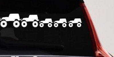 Jeep Stick Family With Three Kids Off Road Car or Truck Window Vinyl Decal Sticker