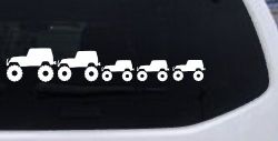 Jeep Stick Family With Three Kids Off Road Car or Truck Window Decal Sticker