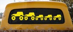 Jeep Stick Family With Three Kids Off Road Car or Truck Window Vinyl Decal Sticker (Yellow)