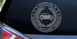 Official Hummer Recovery Vehicle Off Road Car or Truck Window Decal Sticker (Telegrey)