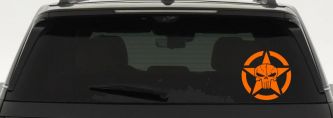 Military Jeep Star Segmented Cracked Punisher Skull Off Road Car or Truck Window Vinyl Decal Sticker (Orange)
