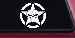 Military Jeep Star Segmented Cracked Punisher Skull Off Road Car or Truck Window Decal Sticker
