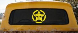 Military Jeep Star Segmented Cracked Punisher Skull Off Road Car or Truck Window Vinyl Decal Sticker (Yellow)