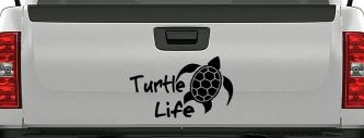 Turtle Life Car or Truck Window Vinyl Decal Sticker (Black)