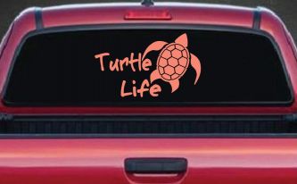 Turtle Life Car or Truck Window Decal Sticker (Coral)