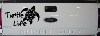 Turtle Life Car or Truck Window Vinyl Decal Sticker (Matte Black)