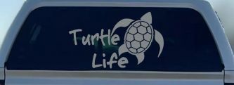 Turtle Life Car or Truck Window Vinyl Decal Sticker (Telegrey)