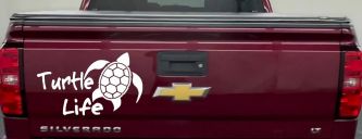 Turtle Life Car or Truck Window Decal Sticker (White)