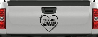 This Girl Loves Her Mechanic Car or Truck Window Vinyl Decal Sticker (Black)