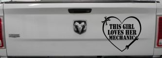 This Girl Loves Her Mechanic Car or Truck Window Decal Sticker (Black)