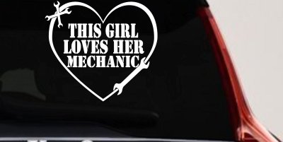 This Girl Loves Her Mechanic Car or Truck Window Vinyl Decal Sticker