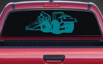 Log Skidder Logging Business Car or Truck Window Decal Sticker (Turquoise Blue)