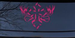 Cross With Doves Christian Car or Truck Window Decal Sticker (Hot Pink)
