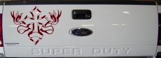 Cross With Doves Christian Car or Truck Window Decal Sticker (Purple Red)