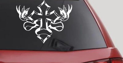 Cross With Doves Christian Car or Truck Window Vinyl Decal Sticker