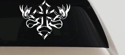 Cross With Doves Christian Car or Truck Window Vinyl Decal Sticker