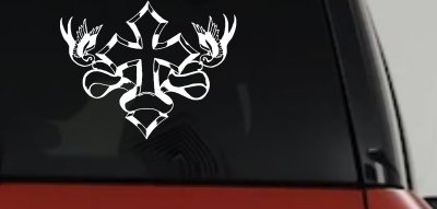 Cross With Doves Christian Car or Truck Window Vinyl Decal Sticker