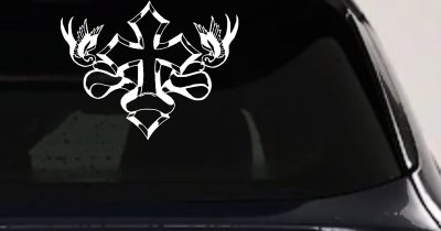 Cross With Doves Christian Car or Truck Window Vinyl Decal Sticker